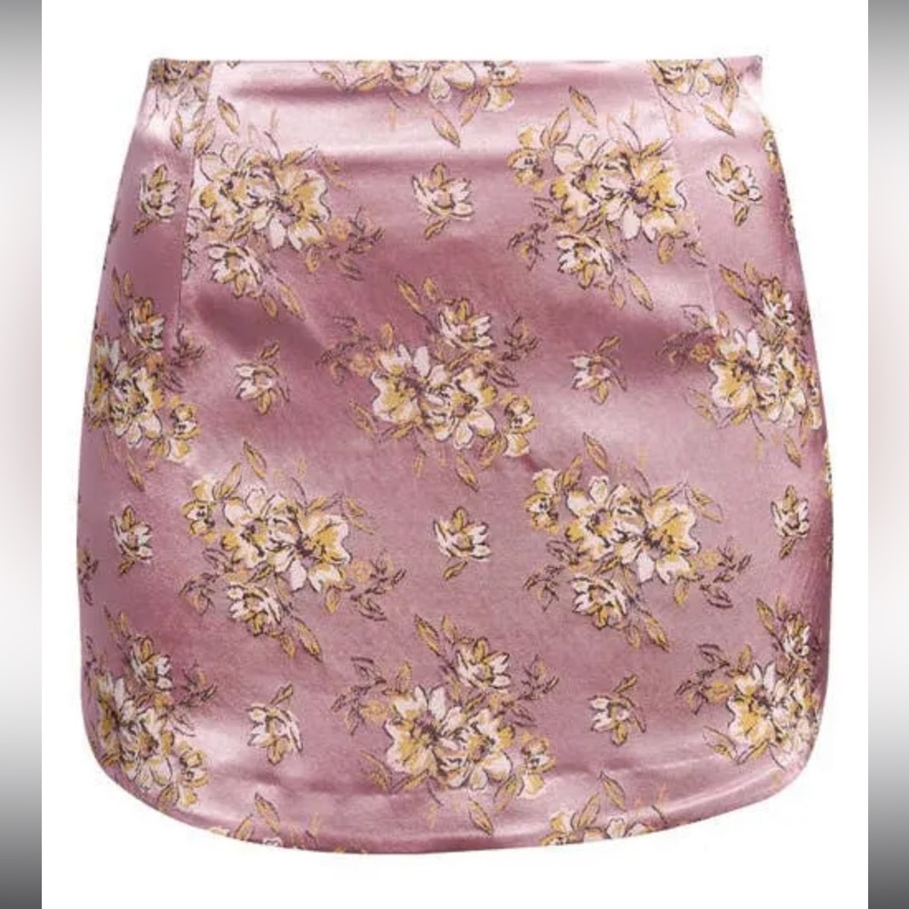 Free People Embroidered Floral Miniskirt in Pink (size 6)